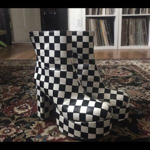Checkered Current Mood Platform Boots